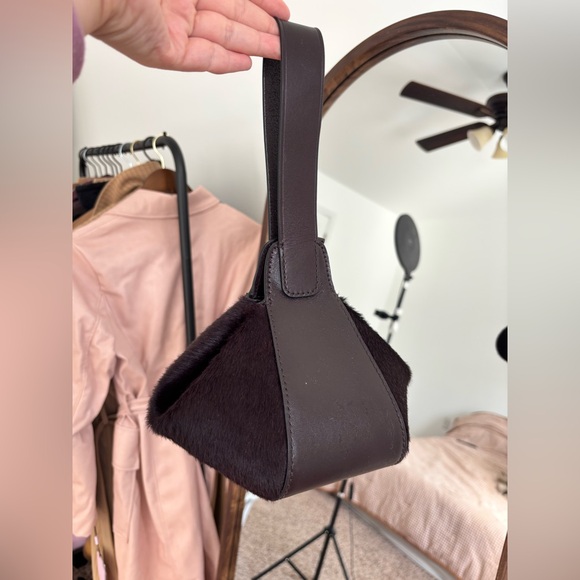 Madewell Handbags - Madewell faux fur chocolate brown wristlet bag